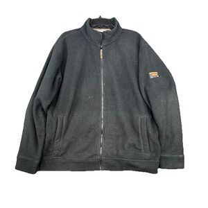 Orvis Sherpa Lined Pullover Full Zip Black Sweater Cozy Soft Jacket SZ Large